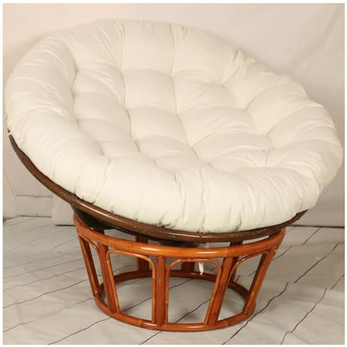 ZTGL Indoor und Outdoor Hängesessel Kissen, Rund Stuhlkissen Papasansessel Sitzkissen Gartenmöbel Polster Hängekorb Sitzpolster Dicke Sitzauflagen für Rattanmöbel,Weiß,170x170cm