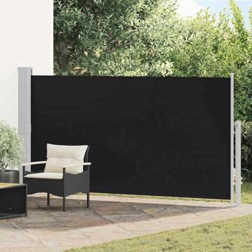 Tidyard Side Awning Patio Retractable Sunshade Screen Extendable Privacy Screen for Balcony, Terrace and Garden Sun and Wind Shelter 170x300 cm Black Option2 Side Awning