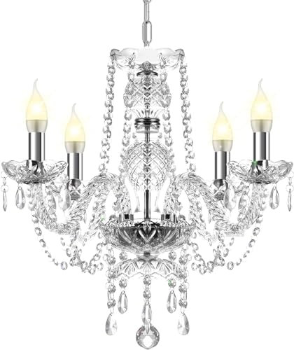 Ridgeyard Lampadario moderno cristallo 4 luci K5 trasparente regolabile cristallo goccia plafoniera 4x40w E14 decorazione casa soggiorno ristorante