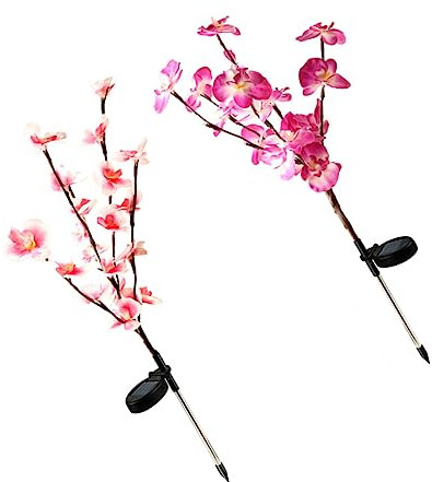 Gogogmee Luz Solar Para Jardín Lámpara Solar De Orquídeas Shpae Enchufe De Tierra Luz 2 Uds
