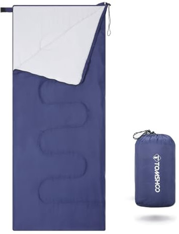 TOMSHOO Schlafsack Outdoor, Ultraleicht Deckenschlafsack Kleines Packmaß 3 Jahreszeiten, Kompakt und Tragbar Sleeping Bag für Camping, Wandern, Reisen und mehr, für Erwachsene, Kinder, Blau