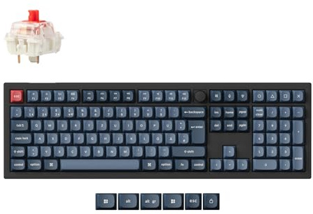 Keychron V6 Max Kabellose QMK Custom Mechanische Tastatur, 2.4 GHz/Bluetooth Full-Size DE-ISO Layout RGB Hot-Swappable Gateron Roter Switch Kompatibel mit Mac Windows Linux
