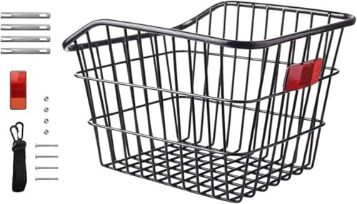 Cestino per Bicicletta, Cestino per Portabiciclette, Cestino per Bici Posteriore, Portapacchi per Biciclette per, Grande capacità, Distribuzione della Griglia, Durevole,Cestino Posteriore