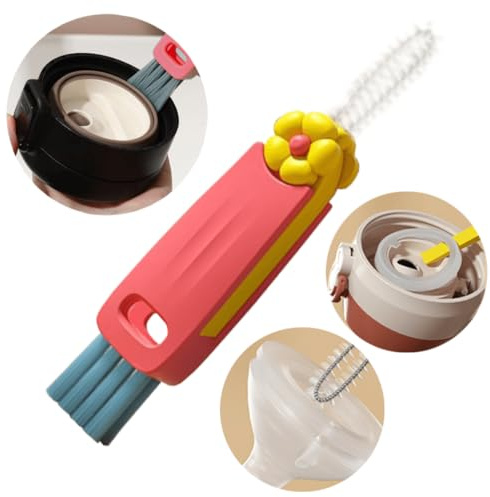 New 3 In 1 Multifunctional Cup Lid Cleaning Brush, Tiny Bottle Cup Lid Detail Brush, Bottle Cap Crevice Cleaner, Portable Bottle Cleaning Brush For Baby Bottle Gap Tight Spaces Cup (A)