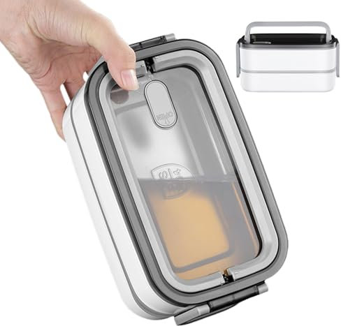 Contenitore per il pranzo termico a 2 livelli con manico, per insalata, impermeabile per adulti, viaggi, snack, insalata