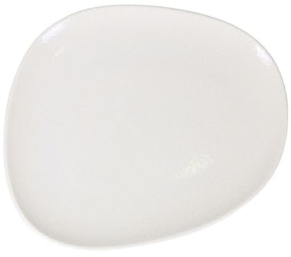 Assiettes de 6 pièces ovales, plates et empilables, EMILY, 33 x 27 x 3 cm, plat de présentation à steaks, légumes et desserts en porcelaine blanche