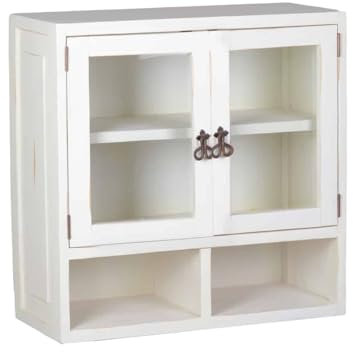 MiaMöbel Hängeschrank Mexico Möbel 70x66x30 cm Landhausstil Glas Massivholz Pinie Weiß