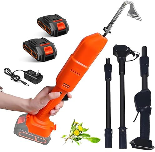 Hoe de cultivador eléctrico, Herramienta de jardín cultivador con batería de Litio Recargable y Poste telescópico, Mano de cavación eléctrica, Herramientas de jardinería 2 en 1 y rastrillo,