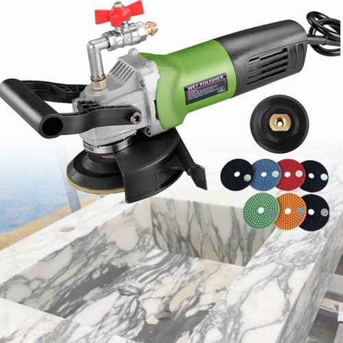 Pulidora eléctrica en húmedo de 800 W, pulidora de piedra manual con inyección de agua, 6 velocidades, para suelos de cemento y mármol, ideal para canteros. Type3
