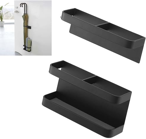 Kukyller Soporte de soporte para paraguas, rejilla de almacenamiento de soporte de paraguas montada en la pared, sin golpes, estante de almacenamiento desmontable para la (Black)
