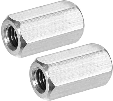 M METERXITY 2-Pack 3/8-16 UNC Hex Coupling Nuts, 1.18 Length 304 Stainless Steel Fully Threaded Rod Coupling Nut, Studding Connector Fasteners for Industrial/Mechanical[Silver Tone]