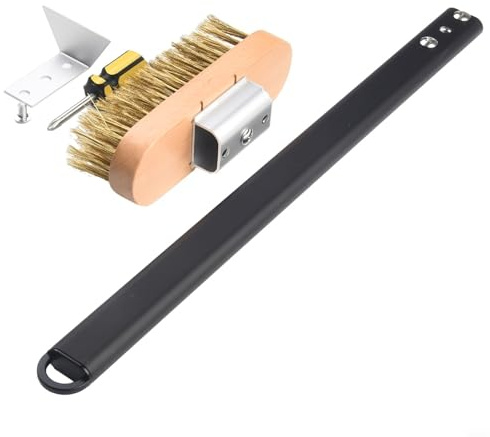 GANCEI Brosse de four à pizza, brosse de nettoyage pour pierre à pizza avec racloir, outil de nettoyage de grille de barbecue, accessoires de four à pizza avec long manche