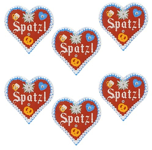 HOVCEH 6 Stück Oktoberfest Anstecker LED, Blinkende Anstecker Oktoberfest, Lebkuchenherzen Oktoberfest Mini, Oktoberfest Accessoires, Oktoberfest Pin Edelweiss Anstecker für Wiesn Party Damen Herren