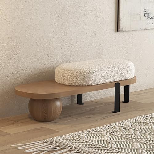 Solid Wood Upholstered Bench with Flannelette Cushion, Perfect for Entryway, Living Room, and Bedroom Storage and Seating