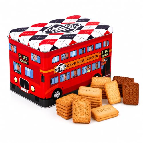 Red Camper Van Shortbread Biscuit Tin - Christmas Camper Van Gifts Tin with Scottish Shortbread Cookies 320g & Topline Tree Ornament. Great for Stocking Fillers, Christmas Gifts for Camper Van Lovers