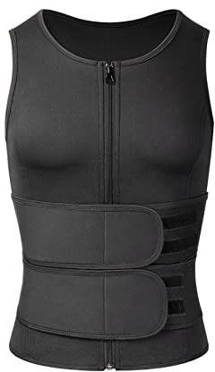 CCXXYGWJ Traje de Sauna para Entrenador de Cintura para Hombre, Chaleco Moldeador Adelgazante Ajustable, Mono con Cremallera para Correr