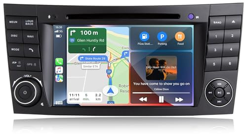 Autoradio Android 7'' per Mercedes-Benz Classe E W211 Classe CLS W219, CarPlay Cablato & Android Auto, Navigazione GPS, Bluetooth, WiFi, MirrorLink, FM, SWC, Lettore CD, 2+32G