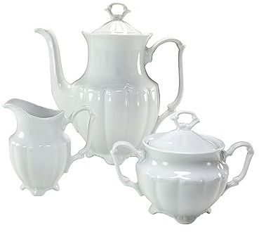 CreaTable, Maria Theresia, 3-teilige Kaffeegarnitur aus Porzellan | Geschirrset, spülmaschinen- und mikrowellengeeignet, Made in Europe, 16028