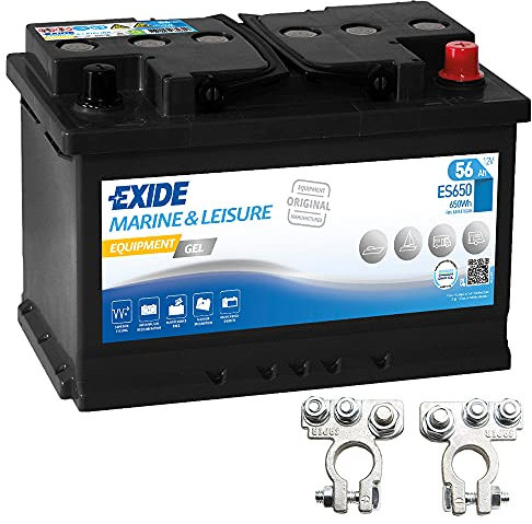 Exide Equipment Gel Batterie ES 650 12V 56Ah inkl. Polklemmen Boot Solar Wohnmobil