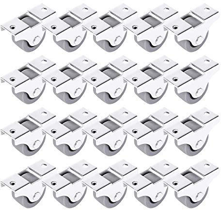 Set di 20 rotelle girevoli a doppia ruota, in gomma e plastica, 25 mm, con placca in metallo, misura piccola, adatte per mobili e stumenti