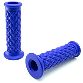 Motorcycle Hand Grips for 7/8 inch Handlebars | Diamond Style in Blue | Premium Comfort with Durable Rubber | Perfect all Street Bikes and Cafe Racers - 2 PCS