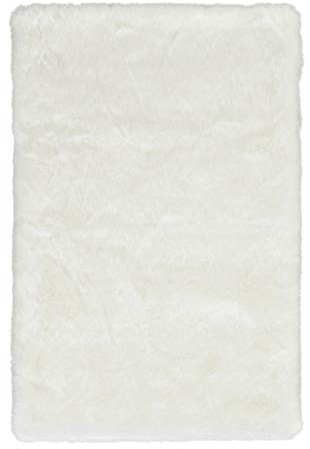 Superior Lot de 2 couvre-lits en fausse fourrure d'agneau douce et moelleuse Motif flokati en fourrure synthétique unie pour chambre d'enfant, chambre à coucher, tapis de lit Blanc 2 x 90 x 140 cm