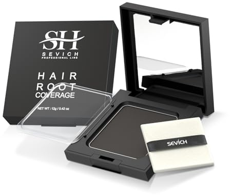 SEVICH Instantly Hair Shadow - sombra capilar en polvo, corrector rápido de raíz de canas, fibra de sombra capilar con Puff&Mirror, 12 g Negro