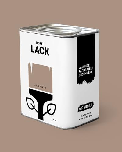 HORST Lack Muskatnuss matt 0,75L - Wetterfester Möbel-Lack für Holz, Metall & Kunststoff - Hohe Deckkraft - Geruchsneutral- Spritz- & Tropffrei - Vegan - Braun