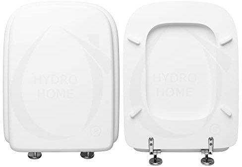 Copriwater Conca, Tavoletta Wc In Legno Verniciato Con Cerniere Regolabili DRITTE,Asse Wc Colore Bianco MADE IN ITALY