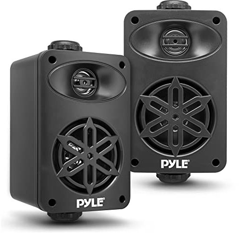 Pyle Altoparlanti da Esterno Impermeabili, Casse Audio Marine Resistenti, Speaker da Barca, Patio, Balcone, Piscina Interni Esterni Nero, Montaggio Universale