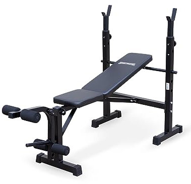 SPORTINATOR® Herkules Weight Premium Multifunktions Hantelbank, zusammenklappbar & platzsparend. Trainiere in deinem Home-Gym. Maße: 147 x 125 x 103 cm (Schwarz)