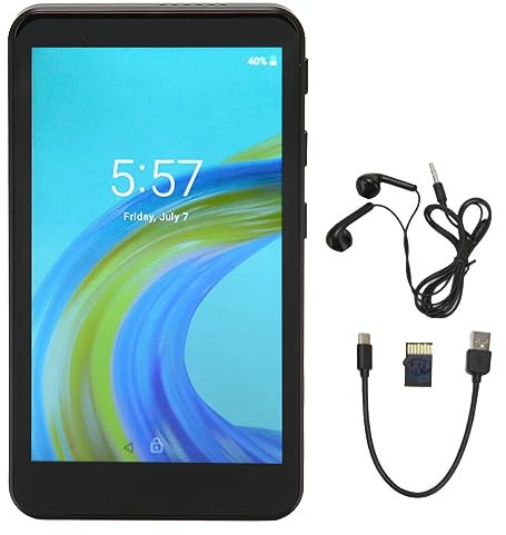 MP4-spelare med Bluetooth 5.0, 8G Smart WiFi-musikspelare med HD IPS-skärm, Inbyggd Android Market, Digital Röstinspelare med Högtalare FM-radio (128GB)