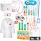 Anpro Wooden Doctors Set for Kids - Toddler Doctor Playset Dentist Toys with Wooden Teeth Syringe, Stethoscope, Tray and Medical Bag, Role Play Toys Doctor Dress Up Kit for Boys Girls Kids Ages 3+
