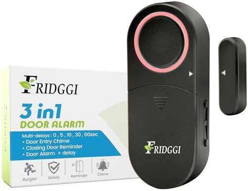 Allarme 3 in 1 – campanello aperto sinistro con ritardo, 0/5/10/30/60 secondi, 2/5 minuti, allarme socchiusa porta, promemoria cancello, 80 a 120 dB, allarme ritardo per congelatore, cancello, negozio