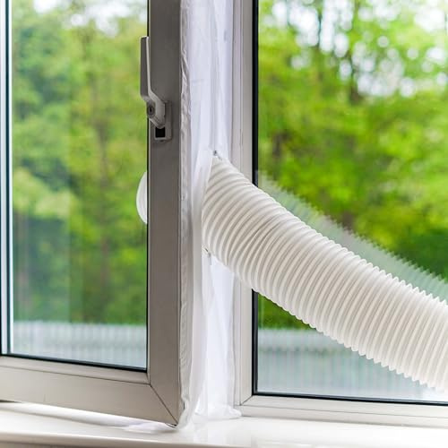 JSH Portable Air Conditioner Window Seal Kit | Works with All Makes and Models | Easy to Install No Tools Required | Includes Zip and Adhesive Fasteners.