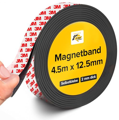 Cinta magnética flexible – 1,27 cm x 4,5 m x 2 mm de grosor – Cinta adhesiva fuerte – Rollo magnético ideal para todos los proyectos – Imanes adhesivos para el (rojo)