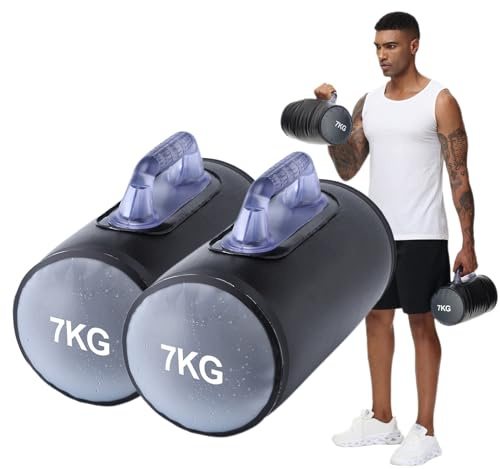 DEIRIS Aqua Trainingsgewicht hanteln 14 kg/Paar, Faltbare ＆ Verstellbare Hantel, Wasserhantel einstellbar, Tragbare Fitnessgeräte, Verstellbare Gewichte,für Krafttraining, Rumpftraining