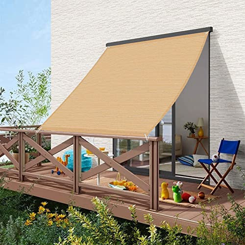 3,6 x 6 m tenda parasole per patio, feste, cortile, prato, giardino, protezione UV, resistenza al vento, vela ombreggiante beige con attacco per tenda
