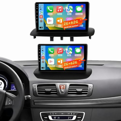 Fuluku 9 Pantalla Radio Coche para Renault Megane 3 2009-2014 2+64G | Radio Carplay/Android Auto Inalámbrico, Android 15 Autoradio Pantalla Táctil 9 Bluetooth/GPS, Cámara Trasera, WiFi, SWC/26UI