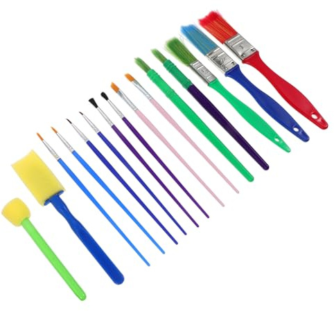 Operitacx 15pcs Safe Easy to Clean Boys and Girls Tempera Paint Paint Brushes for Art Education
