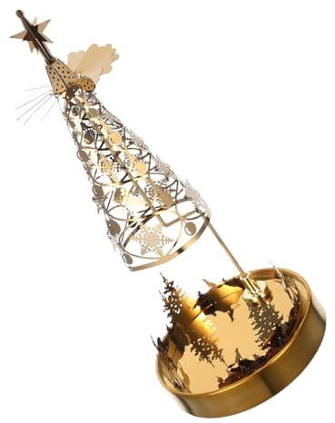 LIFKOME Candelabros Navideños Giratorios De Metal Soporte para Velas De Té Decoración para Fiestas De Navidad y Centro De Mesa