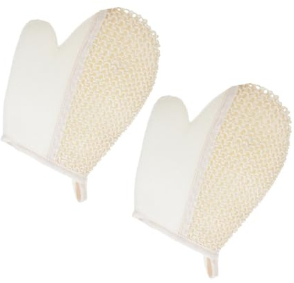 Gatuida Exfoliating Sisal Bath Gloves 2pcs Set, Waterproof Shower and Back Washing Gloves for Kids and Adults, Natural Fiber Mitts for Body Scrub, Spa, Swimming Pool, Dead Skin Removal