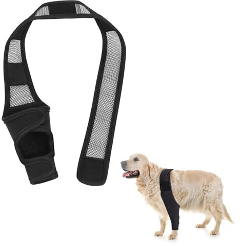 Verstellbar Leckschutz Hundehose für Hinterbein - Atmungsaktive Hunde Kniebandage mit Kompressionssupport - Für Vorder- und Hinterbeine bei Harninkontinenz & Schutz nach Operationen (Schwarz)