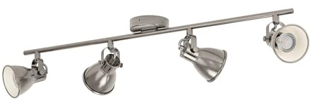 EGLO LED Deckenlampe Seras, 4 flammige Deckenleuchte industrial | Deckenstrahler aus Metall, Wohnzimmerlampe in Nickel-Antik, Flurlampe, Spots inkl. GU10 Leuchtmittel, warmweiß
