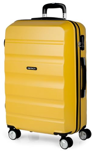 ITACA - Maleta Mediana con 4 Ruedas Giratorias para Viajes Largos Tipo Trolley Ideal como Maletas de Viaje Grandes 23 Kilos y Maleta Viaje Mediana Resistentes, Mostaza