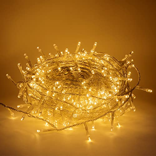 Luccika Catena Luminosa LED 31V con 8 Effetti di Luce, Luci Natalizie per Albero di Natale e Esterno IP44, Cavo Trasparente (Bianco Caldo, 9M 180LED)