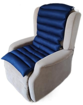 TAKIMED Copripoltrona lungo in Fibra Cava Siliconata, Stuoia Antidecubito, Rivestimento per Poltrona Universale. Prodotto Italiano. (Blu)