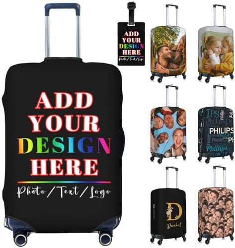Personalisierte Gepäckabdeckung, Individuelle Kofferabdeckung mit Gesichtsfoto Bedruckt, Personalisierte Kofferhülle mit Foto/Text/Name/Logo, Doppelseitig Designs, FüR Reisen, Den TäGlichen Gebrauch