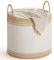 SONGMICS Cesto Portabiancheria, Cesto Biancheria Sporca 90 L, Corda di Cotone, con Coperchio, Maniglie e Coulisse, Vestiti Coperte, Camera da Letto, 50 x 50 x 46 cm, Marrone Cammello RLH090K01