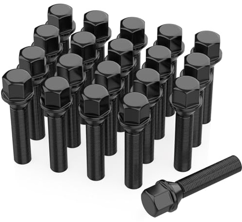 20 Boulons de Roue Filetage 45 mm Pour Élargisseurs de Voie I M14x1,5x45mm I Siège Conique CLÉ 17 mm I Compatibles avec Jantes Aftermarket pour Audi et VW